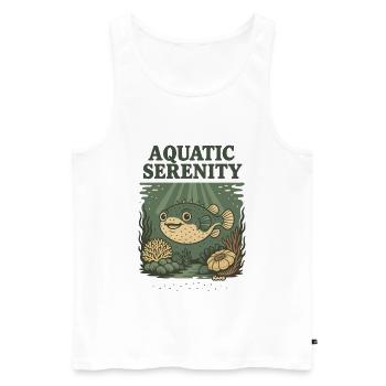 Wasser-Serenity-Kugelfisch - Männer Premium Bio Tank Top - Weiß - Vorne - AI Model Male 178 light (178cm)