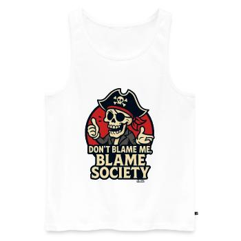 Pirate skull with saying - Men's Premium Organic Tank Top - white - Front - AI Model Male 178 light (178cm)