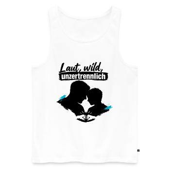 Unzertrennlich Papa Kind Statement mit Herz - Männer Premium Bio Tank Top - Weiß - Vorne - Michal (187cm)