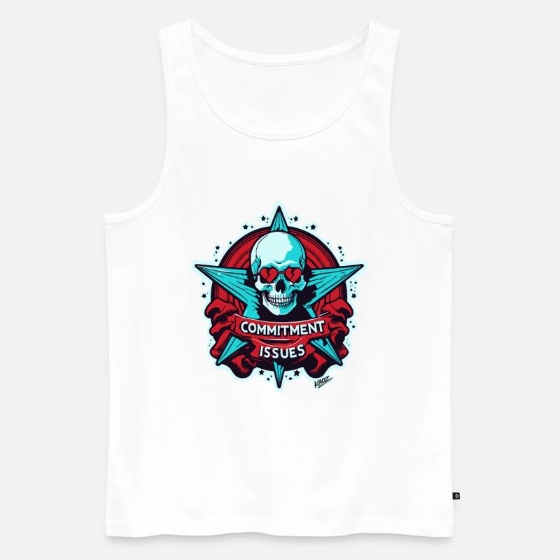 Commitment Issues Skull Badge - Men's Premium Organic Tank Top - white
