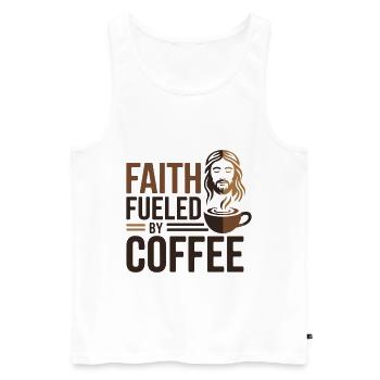 La foi alimentée par le café Jesus Kaffee - Débardeur bio Premium Homme - blanc - Devant - Michal (187cm)