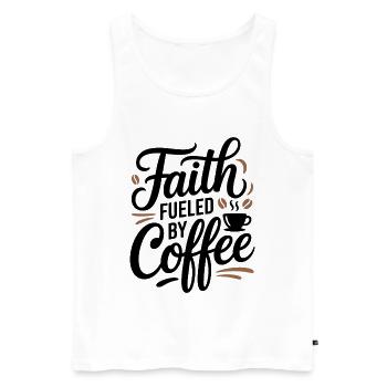 La foi alimentée par le café Le dicton chrétien du café - Débardeur bio Premium Homme - blanc - Devant - AI Model Male 178 light (178cm)