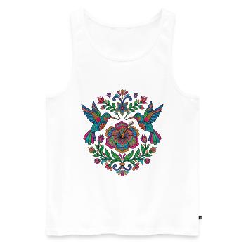 Blumen Alebrije Hummingbird Mexikanisch - Männer Premium Bio Tank Top - Weiß - Vorne - Michal (187cm)