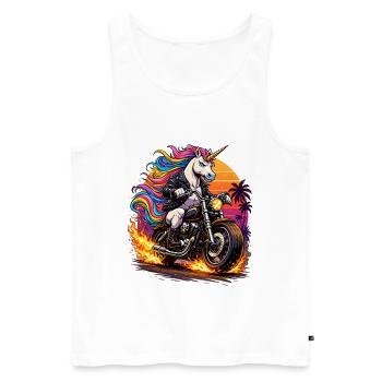 Einhorn-Motorrad im Neon-Sunset - Männer Premium Bio Tank Top - Weiß - Vorne - AI Model Male 178 light (178cm)