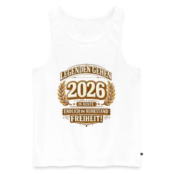 Legenden gehen 2026 in Rente Ruhestand Spruch - Männer Premium Bio Tank Top - Weiß - Vorne - AI Model Male 178 light (178cm)