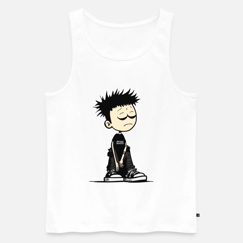 Verschlafenes Emo-Kinder-Cartoon-Tee - Männer Premium Bio Tank Top - Weiß