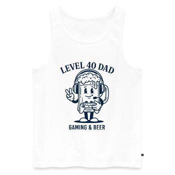 Level 40 Dad Shirt Gaming Birthday Dad - Men's Premium Organic Tank Top - white - Front - Michal (187cm)