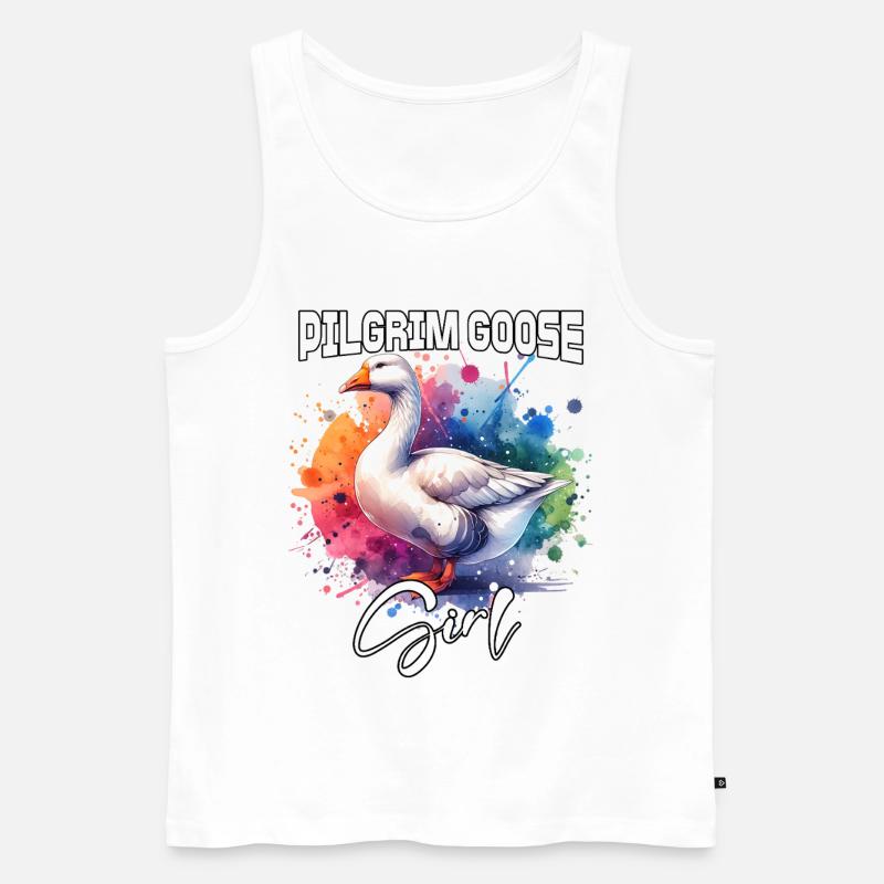 Pilgrim Goose Mädchen Pilgrim Gans - Männer Premium Bio Tank Top - Weiß