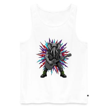 Heavy Metal Rocker Animal Elephant Guitar Rock Music - Men's Premium Organic Tank Top - white - Front - Michal (187cm)