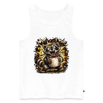 Kaffeekratzender Waschbär - Männer Premium Bio Tank Top - Weiß - Vorne - AI Model Male 178 light (178cm)