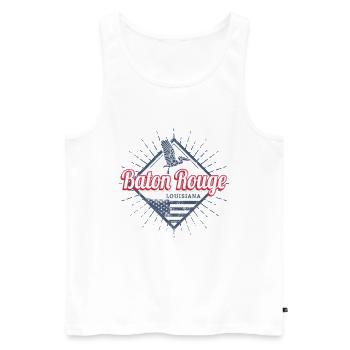 Baton Rouge City, Louisiana, United States, USA - Men's Premium Organic Tank Top - white - Front - AI Model Male 178 light (178cm)