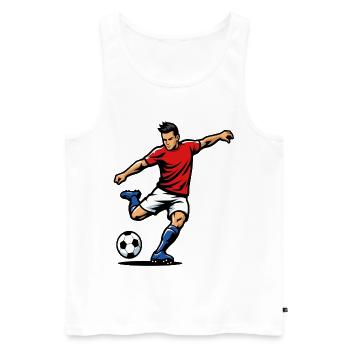 Joueur de football en pleine action - Débardeur bio Premium Homme - blanc - Devant - AI Model Male 178 light (178cm)