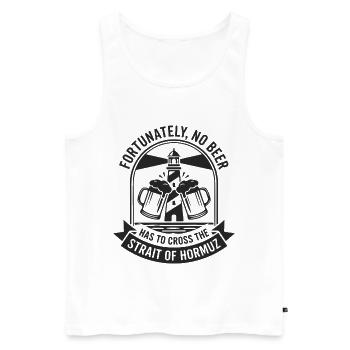 Fortunately No Beer Strait of Hormuz Humor - Men's Premium Organic Tank Top - white - Front - AI Model Male 178 light (178cm)
