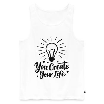 You Create Your Life Light Bulb Inspiration - Men's Premium Organic Tank Top - white - Front - AI Model Male 178 light (178cm)