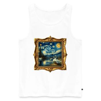 Emdengans Starry Night - Männer Premium Bio Tank Top - Weiß - Vorne - AI Model Male 178 light (178cm)