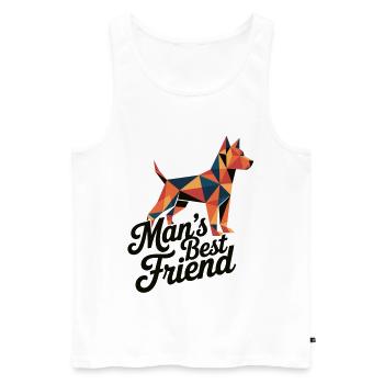 Low Poly Hund Grafik Mans Best Friend Shirt - Männer Premium Bio Tank Top - Weiß - Vorne - Michal (187cm)