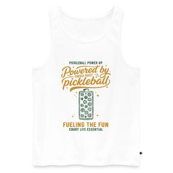 Pickleball Powered By Pickle Ball Funny Player - Men's Premium Organic Tank Top - white - Front - Michal (187cm)