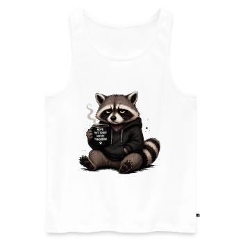Thème du Sweat à Capuche Raccoon - Débardeur bio Premium Homme - blanc - Devant - Michal (187cm)