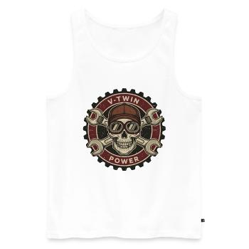 Motorcycle Biker V-Twin Motor Skull Skull Rocker - Men's Premium Organic Tank Top - white - Front - AI Model Male 178 light (178cm)