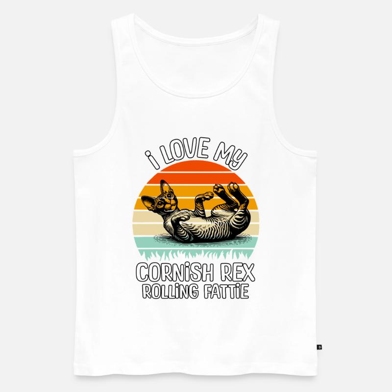 Lustige Cornish Rexkatze - Männer Premium Bio Tank Top - Weiß
