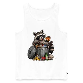 Raccoon with Pizza Trash - Men's Premium Organic Tank Top - white - Front - Michal (187cm)