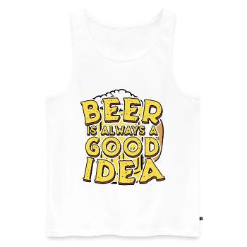 Beer Is Always a Good Idea Retro Quote - Men's Premium Organic Tank Top - white - Front - Michal (187cm)