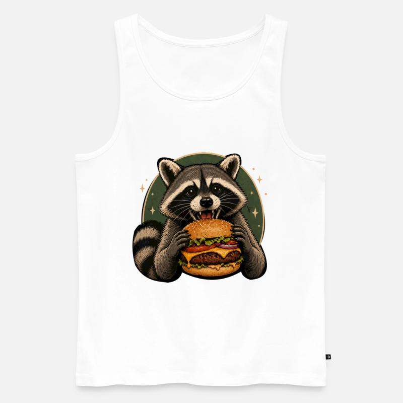 Waschbär mit Burger - Männer Premium Bio Tank Top - Weiß