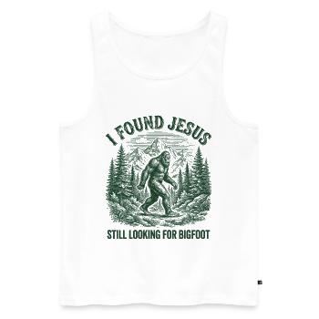 J’ai trouvé Jésus toujours en train de chercher Bigfoot - Débardeur bio Premium Homme - blanc - Devant - Michal (187cm)