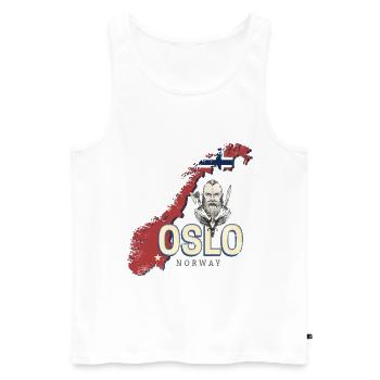Oslo in Norwegen Landkarte Vintage Urlaub Souvenir - Männer Premium Bio Tank Top - Weiß - Vorne - Michal (187cm)