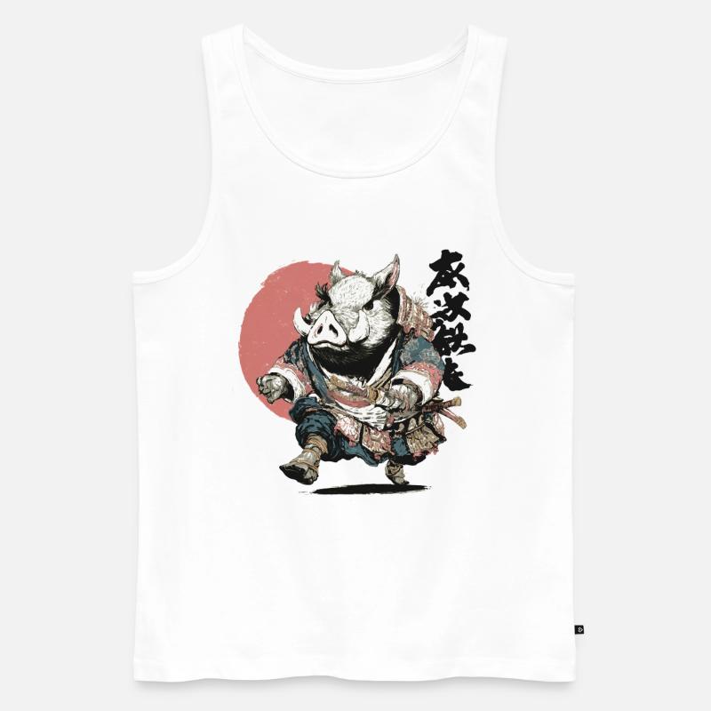 Eber-Samurai in Ukiyo-Rüstung - Männer Premium Bio Tank Top - Weiß