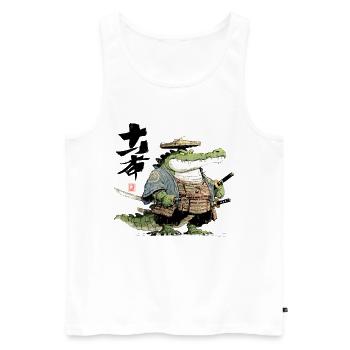 Duelliste samouraï alligator - Débardeur bio Premium Homme - blanc - Devant - AI Model Male 178 light (178cm)
