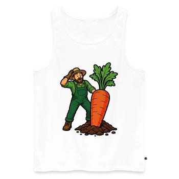 Gardener and giant carrot from the vegetable garden - Men's Premium Organic Tank Top - white - Front - Michal (187cm)