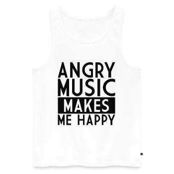 Angry Music Makes Me Happy - Rock Spruch Metal - Men's Premium Organic Tank Top - white - Front - Michal (187cm)