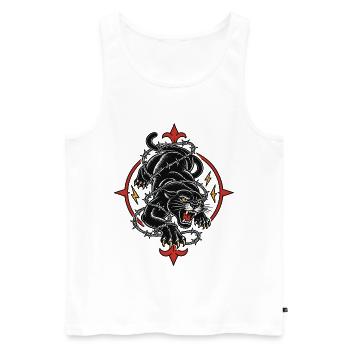 Panthère noire tattoo barbelés agressive - Männer Premium Bio Tank Top - Weiß - Vorne - AI Model Male 178 light (178cm)