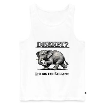 Diskret? Ich bin ein Elefant Humor Spruch - Männer Premium Bio Tank Top - Weiß - Vorne - Michal (187cm)