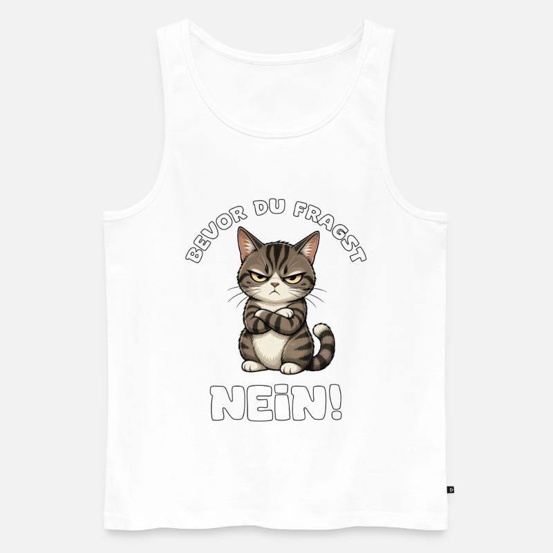 Bevor du fragst Katze - Männer Premium Bio Tank Top - Weiß