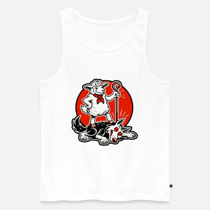 Schafheld mit Gauner - Männer Premium Bio Tank Top - Weiß