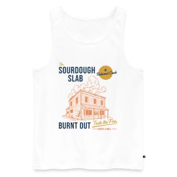 Boulanger au pain au levain La Dalle au levain - Débardeur bio Premium Homme - blanc - Devant - AI Model Male 178 light (178cm)