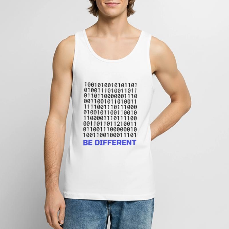 Be Different: Binary Pattern with Message Men's Premium Organic Tank Top