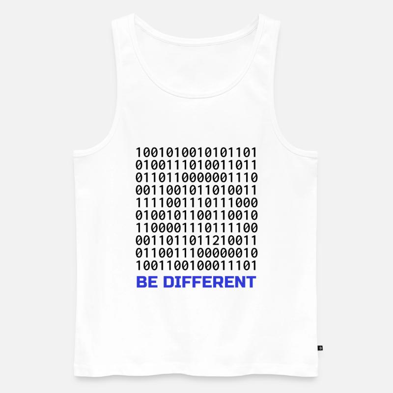 Be Different: Binäres Muster mit Botschaft - Männer Premium Bio Tank Top - Weiß