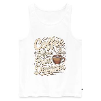 Designer d’estampes Café Graphiste Passionné de café - Débardeur bio Premium Homme - blanc - Devant - AI Model Male 178 light (178cm)