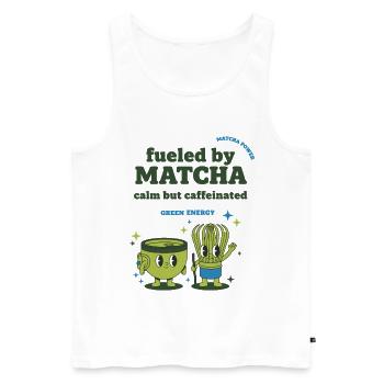 Fueled By Matcha Calm But Caffeinated Green Energy - Men's Premium Organic Tank Top - white - Front - Michal (187cm)