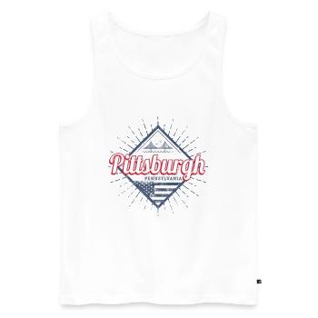 Pittsburgh City, États-Unis, Pennsylvanie - Débardeur bio Premium Homme - blanc - Devant - AI Model Male 178 light (178cm)