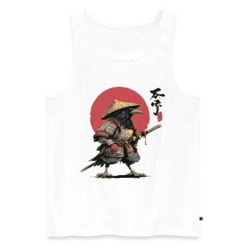 Krähen-Samurai: Roter Sonnenkrieger - Männer Premium Bio Tank Top - Weiß - Vorne - AI Model Male 178 light (178cm)