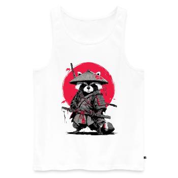 Waschbär-Samurai unter Crimson Moon - Männer Premium Bio Tank Top - Weiß - Vorne - AI Model Male 178 light (178cm)