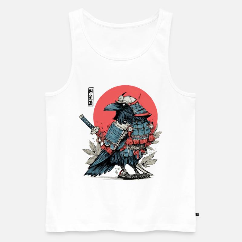 Karmesinrote Samurai-Rabenrüstung - Männer Premium Bio Tank Top - Weiß
