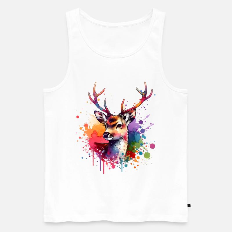 Weisswedelhirsch Geschenk - Männer Premium Bio Tank Top - Weiß