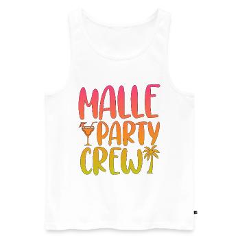 L’équipe de la Malle Party célèbre les fêtes de Majorque - Débardeur bio Premium Homme - blanc - Devant - Michal (187cm)