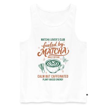 Matcha Lovers Club Angetrieben von Matcha Ruhe Aber - Männer Premium Bio Tank Top - Weiß - Vorne - AI Model Male 178 light (178cm)