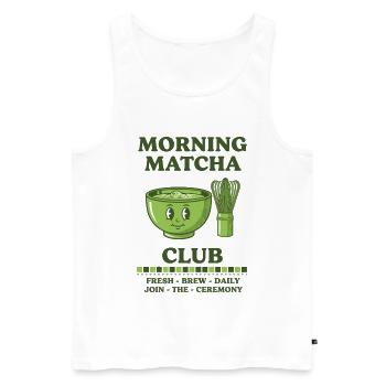 MORNING MATCHA CLUB JOIN THE CEREMONY FRESH BREW - Men's Premium Organic Tank Top - white - Front - AI Model Male 178 light (178cm)